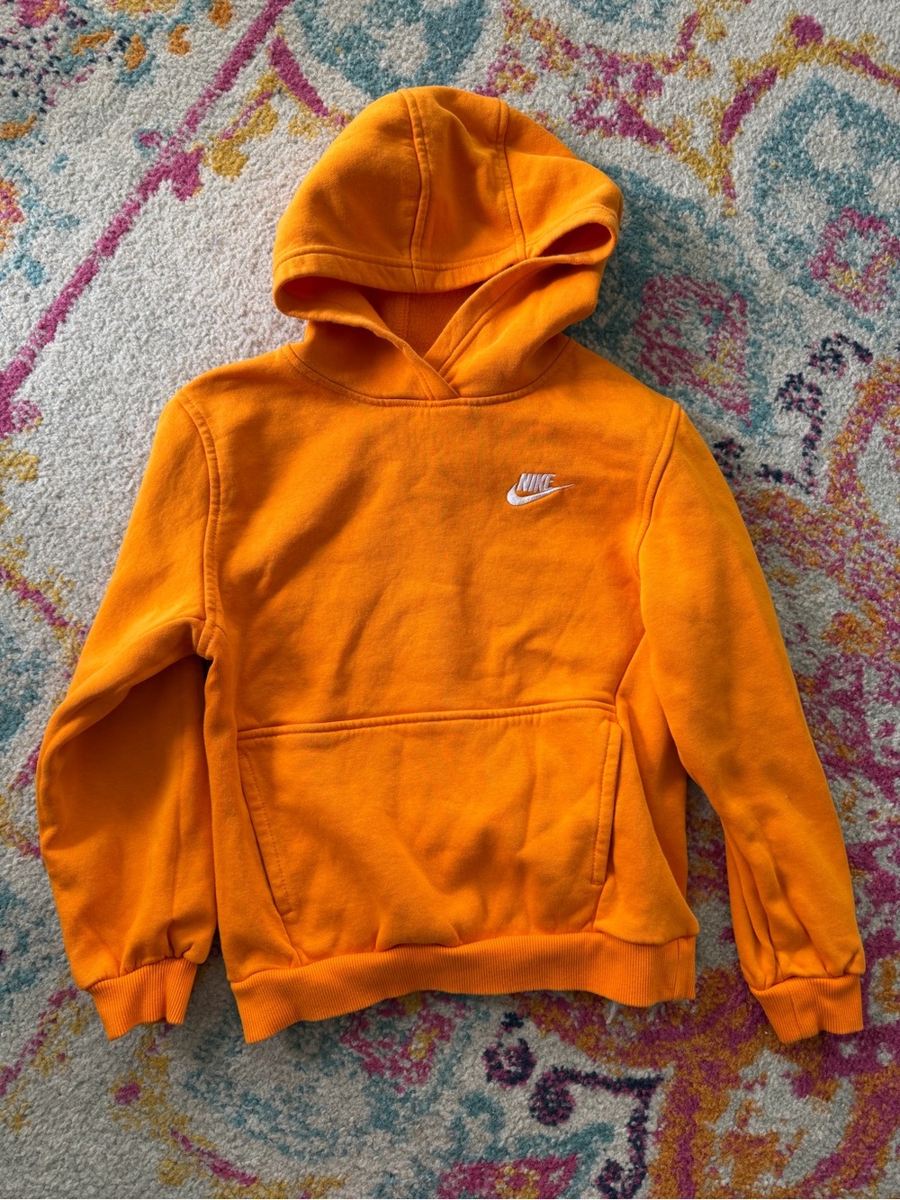 Nike Orange Pullover Hoodie with White Swoosh